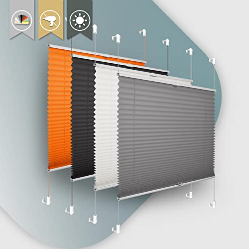 Plisseerollo ohne Bohren Klemmfix 100x120cm(BxH) Anthrazit Jalousie Sonnenschutz Easyfix Faltrollo Lichtdurchlässig Rollo für Fenster & Tür
