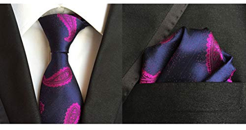 KS Tools Traje de Seda de PoliéSter Corbata PañUelo Juego de 2 Piezas Accesorios de Ropa de Moda para Hombres de Negocios para Banquete de Boda,M