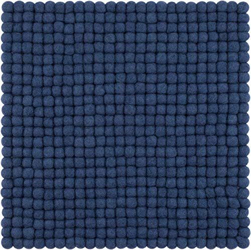myfelt Filzkugel-Sitzauflage Stuhlauflage - Alva - quadratisch, 36x36 cm, Dunkelblau
