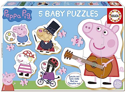 Educa - Peppa Pig Puzzle | Baby Puzzleset mit 5 Puzzles für Kinder ab 2 Jahren 1 Peppa Wutz Puzzle (18589)