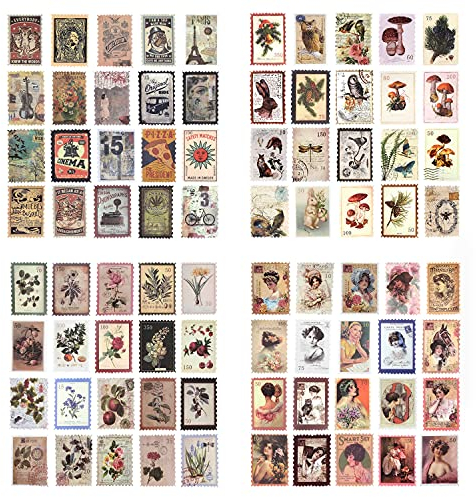 4 Packungen Scrapbooking Aufkleber Washi Aufkleber Vintage Briefmarkenaufkleber Versiegelungsaufkleber Planer Aufkleber Retro-Dekoration für Notizbuch Tagebuch Album Zeitschriften DIY Arts (Ancient)
