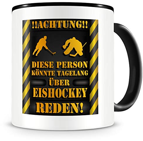 Samunshi® Eishockey Tasse mit Spruch Geschenk für Eishockey Fans Männer Kaffeetasse groß Lustige Tassen zum Geburtstag schwarz 300ml