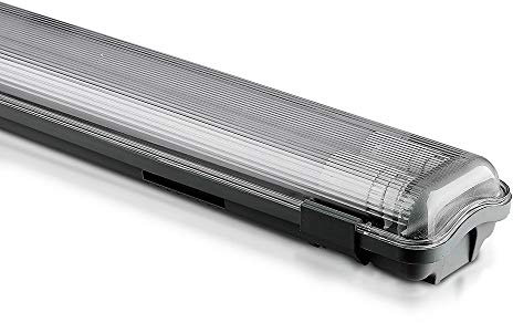LEDBRITE LED Non Corrosive T8 Lamp Fitting Twin 5FT 150CM IP65 2 x 22W White 6400K Tube Batten Indoor or Outdoor IP65 Weatherproof - Ideal for Garages Warehouses Car Park Industrial Lighting