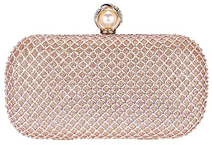 Mulian LilY M106 Glitter Clutch Purse For Women Sparkly evening bags Prom Party Handbag Rose Gold
