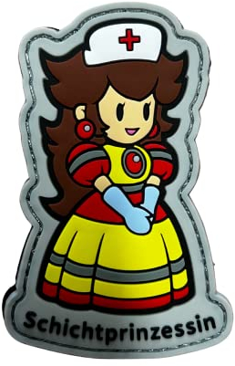 POLIZEIMEMESSHOP Schichtprinzessin der Rettung - Braun Rubber PVC Patch mit Klett - Rettungsdienst - Krankenschwester