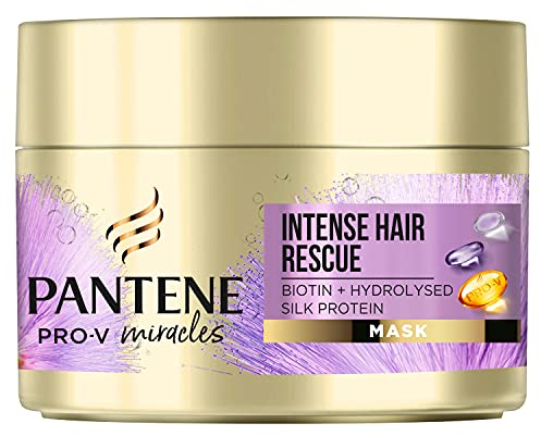 Pantene Miracles Hair Mask, Intense Hair Rescue Mask with Biotin and Hydrolysed Silk Protein, Hair Treatment The Helps Repair Processsed, Highlighted or Intensely Damaged Hair, 160ml