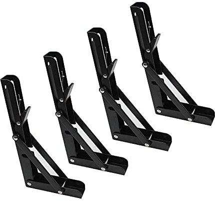 HXFAFA 4er Pack Regalhalterung, Schwerlast Regalwinkel, Klappkonsole Schwerlast, Regal-Bodenträger, für DIY-Halterung Lernräume, Gärten, Küchen Badregal