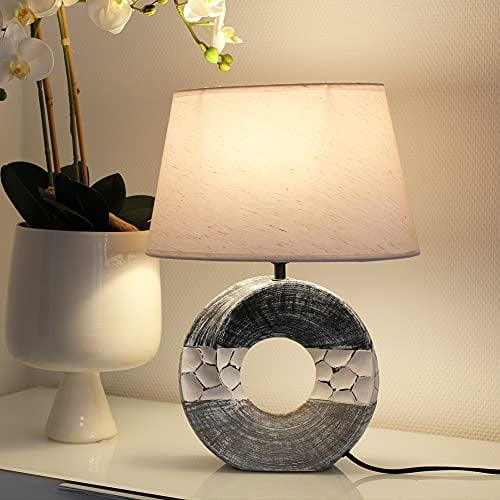 Arnusa Tischleuchte Keramik 42,5 cm maritim Nachttischlampe Tischlampe
