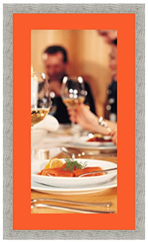 Cadres Photos pêle mêle multivues Orange 1 Photo(s) 32x65 Passe Partout, Cadre Photo Mural 43x75 cm Taupe Gris, 3.5 cm de Largeur