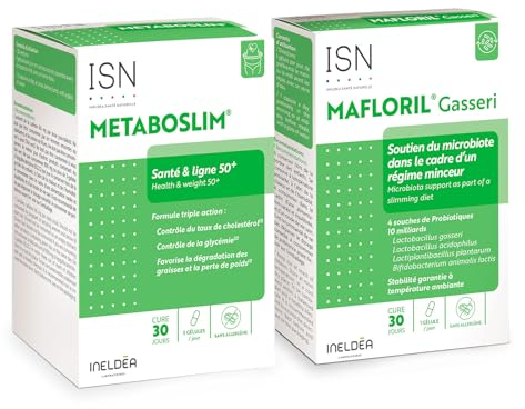 ISN - Protocole Minceur - Metaboslim® + Mafloril® Gasseri - Aide à rééquilibrer le microbiote - Aide à la perte de poids - Actif breveté