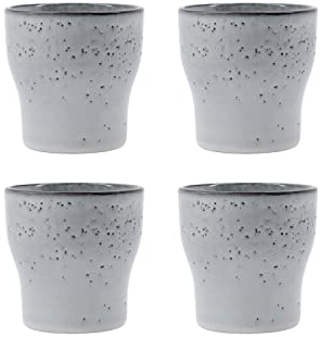 House Doctor 4 x Thermobecher, Liss | Kaffeebecher aus Keramik | Coffee to go Becher für Kaffee & Tee | Hellgrau