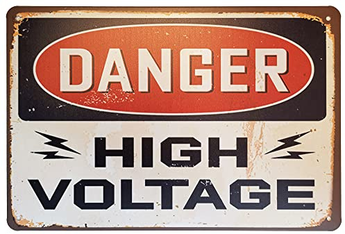 ERLOOD Danger High Voltage Vintage Metall-Blechschild Outdoor Road Signs Decor 30,5 x 20,3 cm