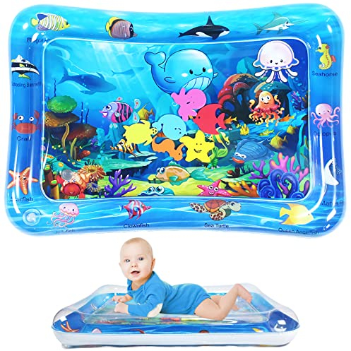 TOPJOWGA Wassermatte Baby, Baby Wasserspielmatte, Aufblasbare Spielmatten, Baby Aufblasbare Spielmatten Baby Spielzeuge 3 6 9 Monate, Baby Geschenk Frühe Entwicklung Spaßaktivitäten