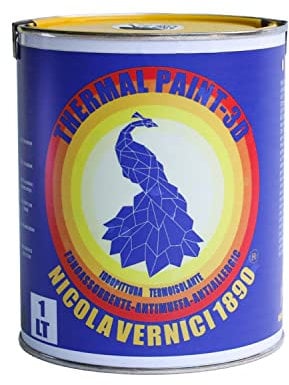 NICOLA VERNICI Thermal Paint Pittura Termica ad Acqua 1lt - Termoisolante, Fonoassorbente, Anticondensa, Antiallergica e Antimuffa, Made in Italy - Bianco