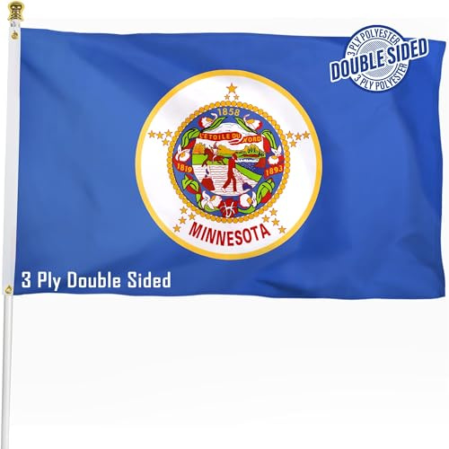 XIFAN Doppelseitige Minnesota-Staatsflagge, 90 x 152 cm, strapazierfähiges, 3-lagiges, langlebiges Polyester, MN-Flagge mit lebendigem Druck/4-reihiger Saum/Messingösen für Innen- und Außendekoration
