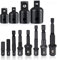 12-Piece Impact Socket Adapter Set, 1/4 Inch Hex Shank Extension Square Driver Drill Bit to Drive 1/4 3/8 1/2 Impact Driver Adapter for Cordless Drill Quick Change Nut Driver Conversions