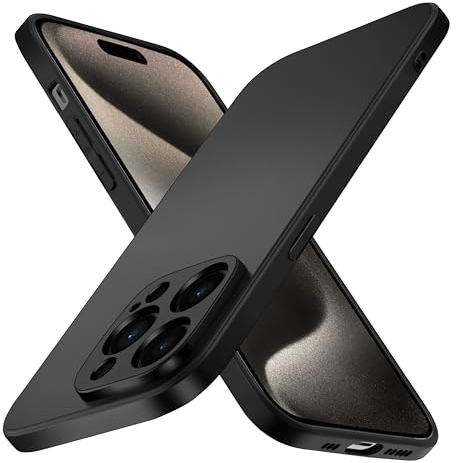 ivoler Negro Mate Funda Compatible con iPhone 15 Pro 6.1 Pulgadas con Protección de Cámara, Carcasa Protectora Antigolpes, Ultrafina Suave TPU Silicona Caso Delgada Anti-Choques Case