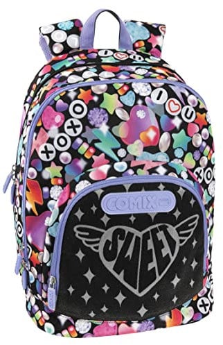 COMIX BRIGHT GIRL - Zaino Scuola Media, Elementare per Bambini e Ragazzi, con Schienale Imbottito e Rinforzato, Spallacci Regolabili e Vano Principale + Tasca Frontale con Zip, cm 32x21x43h