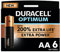 Duracell Pack de 6 Piles AA Optimum, 1,5 V LR06