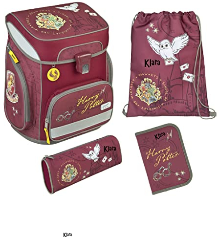 Undercover Schulranzen Set 5-TLG Mädchen Jungen 1. Klasse Grundschule | Mit personalisiertem Inhalt Turnbeutel Federmappe mit Name | Motiv Harry Potter mit Eule