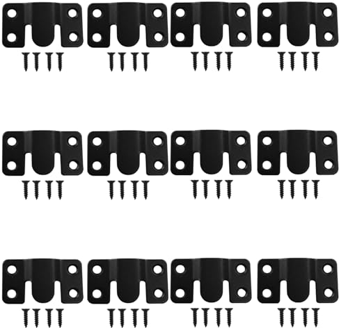 Hitefu Unterputz-Halterung, 5,3 x 3 cm, Edelstahl, ineinandergreifende Hängebügel, Möbelverbinder mit Schrauben, Sektional-Couch-Anschlüsse, Z-Clip-Halterung, Wandhalterung, Hardware, schwarz, 12
