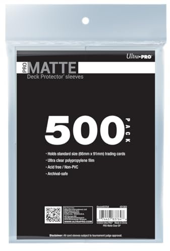 Ultra PRO - 500ct Clear PRO-Matte Standard Card Sleeve Deck Protector, Protect & Store Collectible Cards, Sports Cards, MTG, D&D Cards, Sized to Fit Standard Size Cards, High Clarity Matte Finish
