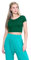 janisramone® Women's Plain Stretchy Vest Tee Mini Crop Top - Chic Cap Sleeve, Y2k Top Summer Style, Ideal Crop Tops for Women for Casual and Gym Wear Bottle Green