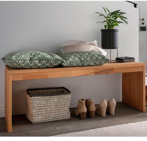 Lomadox Massivholz Flurbank Garderobenbank 120x45x40 cm Buche massiv