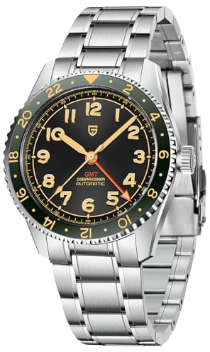 Pagani Design Herrenuhr Automatik NH34 Uhrwerk Mechanische GMT Uhr 40mm Edelstahl Leuchtende Lünette Klassische Taucheruhren Herren (Schwarz Grün)
