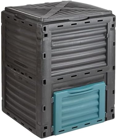 Easylife Garden Compost Bin with Hinged Trap Door, Composter with Built-In Air Vents, Weatherproof Compost Bin Outdoor, H81xDia60cm, 300L - Fully Guaranteed
