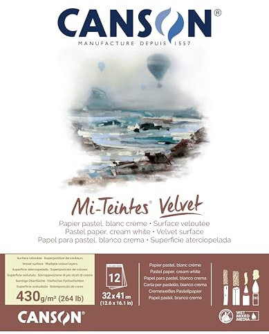 MI-TEINTES VELVET 32X41 430G Cremeweiß, Block 12 Seiten