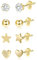 Gold Ohrringe Set - Damen 14K Vergoldet 925 Sterling Silber mit Zirkonia, Multipack Medizinische Piercing Ohrringe Kleine Kugel Herz Stern Ohrstecker