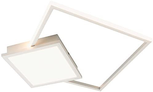casa Nova LED-Deckenleuchte Corner - 64 x 64 cm - 2-flammig - Weiß - Aluminium - Deckenlampe Wohnzimmerlampe