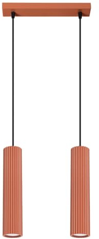 SOLLUX lighting Hängelampe Pendelleuchte Hängeleuchte Deckenlampe Lampe Decke Aluminium 2 Flammig 30 x 6,5 x 16,5 cm Karbon Ockerrot