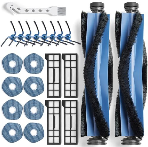 CHIKIXSON 23 Piezas Kit de Accesorios para Eufy X10 Pro Omni Aspiradora, Recambio Accesorios con 2 Cepillos Principales, 4 Filtros, 8 Paños de Mopa, 8 Cepillos Laterales, 1 Cepillo de Limpieza