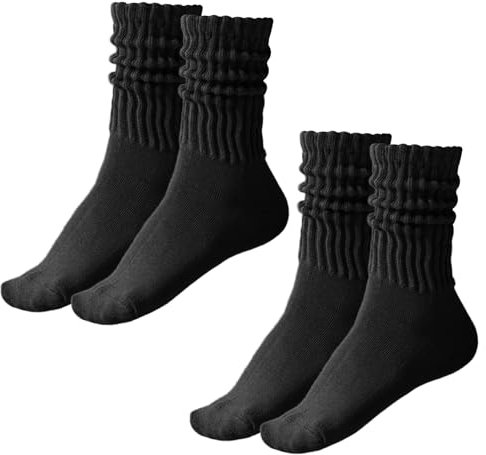 Zimoer 3 Paia di Calzini Scrunch, Calzini Slouchy da Donna, Calzini Alti Donna, Calzini Lunghi da Donna, Calzini Morbidi Ragazza Scrunch, Calcetines Slouch, Calzettoni per Donne Stivali (Nero)