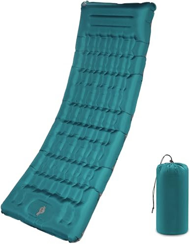 SHANNA Isomatte Camping Luftmatratze Selbstaufblasend: Extra Dick 12 cm Thermo Aufblasbare Matratze Mit Kissen Faltbar Selbstaufblasbare Schlafmatte mit Fußpumpe,Für Zelt Trekking Strand (Pfauenblau)