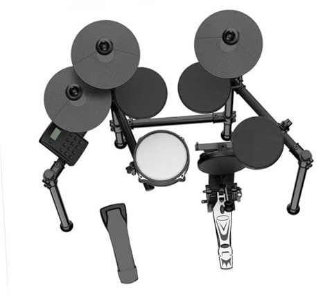 JTYUERWQ Akustisches Doppel-E-Drum-System-Set, Professionelles Übungs-Pad, Drum-Trigger-Ständer, Teile, Drum-Modul Elektronisches Schlagzeug für Anfänger
