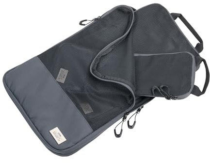 TROIKA Reise-Kompressionstaschen Set BLUE CYCLE PACKING CUBES – 3 Packtaschen mit Reißverschluss für platzsparendes Packen von Kleidung in Koffer & Rucksack - recyceltes Meeresplastik – dunkelgrau