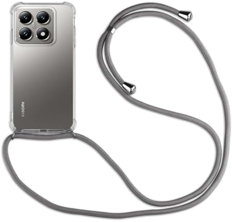 betterfon Handykette Hülle kompatibel mit Xiaomi 14T | Smartphone Hülle Case mit Band | Handyhülle Handyband zum Umhängen | Grau