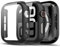 TGKML 2-Stück Kompatibel mit Apple Watch SE 2/SE/6/5/4 Schutzhülle mit Displayschutzfolie 44mm, Hard Gehäuse Eingebaut Kratzfest Gehärtetes Glas Schutzfolie für iWatch 44mm, Schwarz/Schwarz
