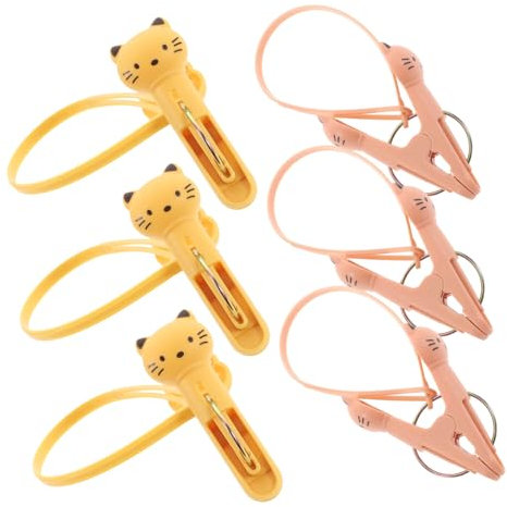 Zerodeko 6pcs Multipurpose Plastic Office Folder Clips Ropes Extra Strong Washing Line Hanger Hooks