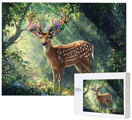 Wald Hirsch Puzzle 2000 Teile Puzzles Erwachsene, Helle und farbenfrohe Puzzles, Indoor-Puzzle-Kreativspiel zur Entspannung von Erwachsenen und Erziehung oder als Geschenk I-580
