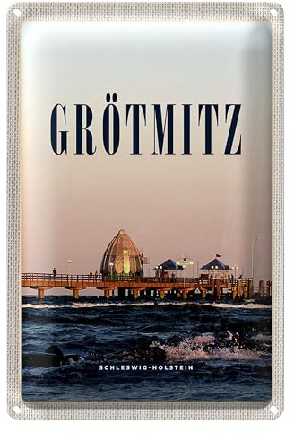 Blechschild | Grömitz | Schleswig-Holstein | Maritimes Flair | 12 cm x 18 cm