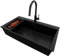 PRIMAGRAN Lavandino da Cucina Tutto Nero 88x50cm, Lavello da Cucina a 1 vasca + Sifone Classico + Rubinetto 40x22cm, Lavabo da Cucina Incasso al mobile 90cm - Oslo