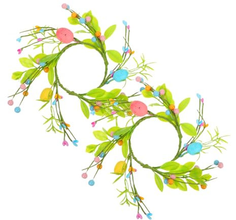 iplusmile 2piezas De Anillos Velas De Pascua Guirnalda Artificial para Fiesta De Pascua Decoración De Mesa para Hogar