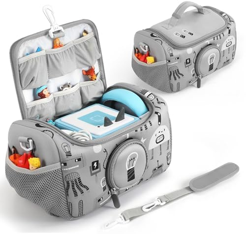 Jaffzora Tragetasche passend für Toniebox 1&2 Starter-Set, Aufbewahrungstasche, kompatibel mit Tonies Figuren, Kopfhörern und Zubehör, grau, Taschen-Organizer