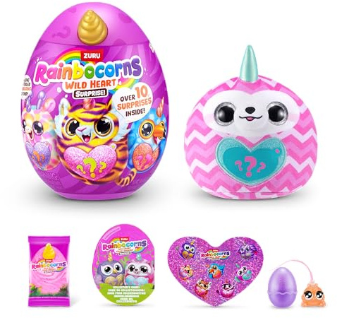 Rainbocorns Wild Heart Surprise (Sloth) by ZURU – Collectible Plush Toy with Surprises, Mystery Egg for Girls & Boys Ages 3+
