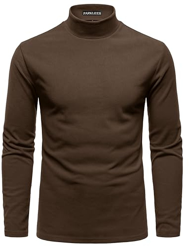 PARKLEES Men's Mock Turtleneck Jumper Slim Fit Long Sleeve Micro Fleece Sweater Stretch Thermal Base Pullover