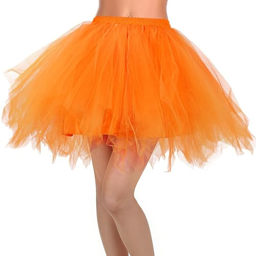 Vibbang Damen Tütü Klassisch Rock, Tüllrock Damen Tütü Rock, 50er Ballett Tüllrock Petticoat Unterrock, Ballet Elastisch Tanzrock Retro Party Fasching Karneval Mottoparty Cosplay Kostüme für Mädchen